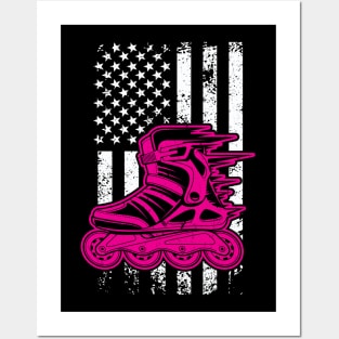 American Roller Girl - Roller Skating - Skater Posters and Art